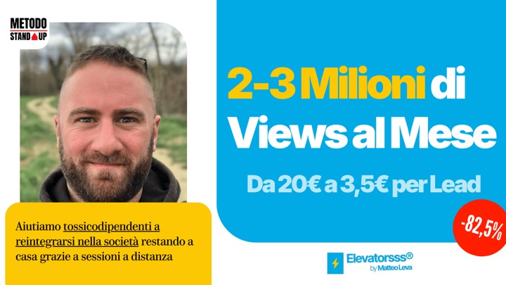 Caso Danilo Cuccagna, Standup®: costo per lead da 20 € a 3,5 €